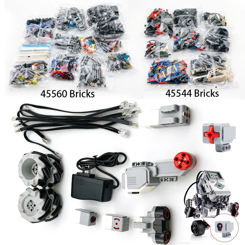 STEAM EV3 Educational Core Set Ultrasonic Color Gyro Sensor Plug Cable Pack Servo Motor 45544 45560 Kit Building Blocks Toy Gift