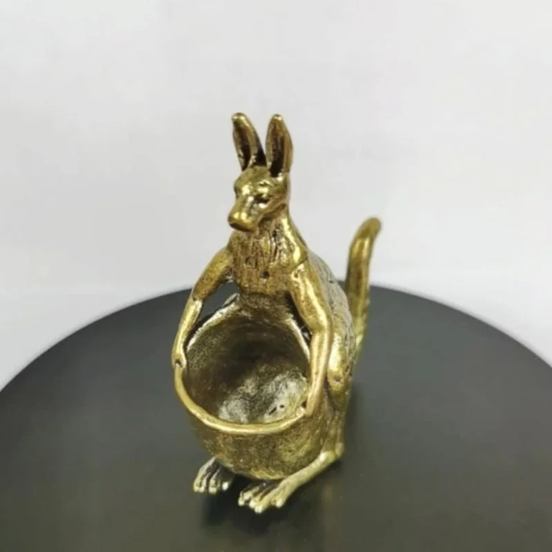 Solid Brass Kangaroo Statue, Desk Ornament, Retro Copper Animal, Miniature Figurine, Decoration Gifts, Home Decors Crafts Access