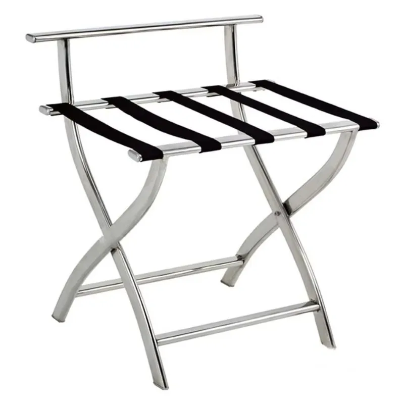 High Loading Capacity Folding Suitcase Baggage Stand With 5 Nylon Straps Guest Room Metal Luggage Rack Luggage Stand for Hotel