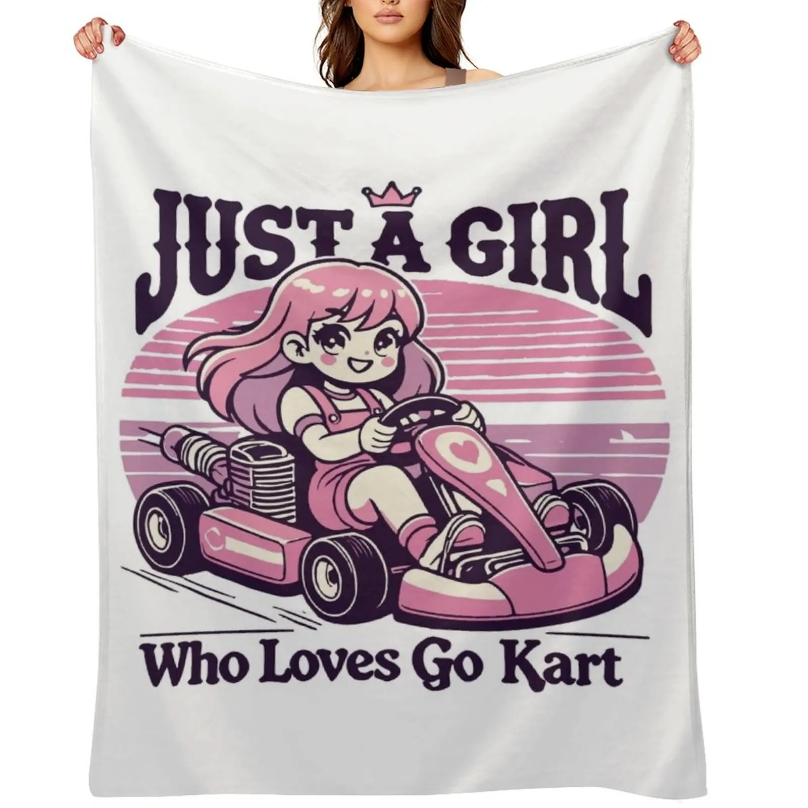 

Just A Girl Who Loves Go-Kart Fun Throw Blanket Extra Large Throw Stuffeds cosplay anime Sofas Blankets