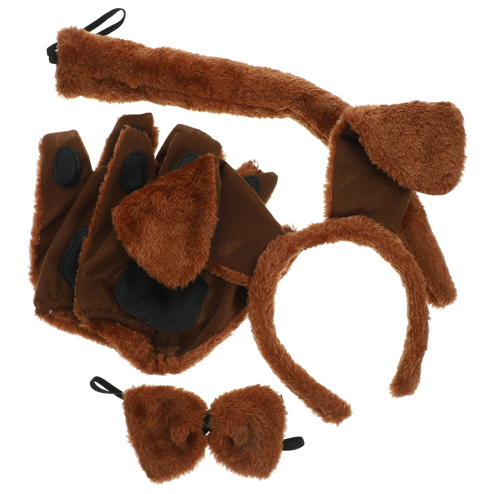 

1 set Role Playing Costume Accessories Kids Dog Ears Headband Bow Tie Tail Gloves Party Halloween Cosplay Props Animal Themed