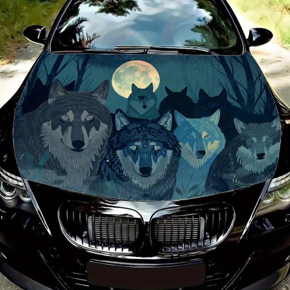 

Moonlit Wolf Pack: виниловые обертки для автомобилей Primal Resonance, виниловая графика на капоте автомобиля, украшение двигателя wild