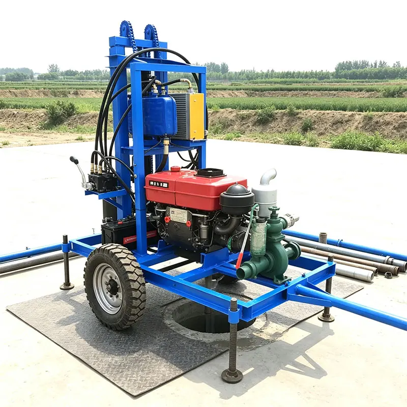 Customized Long Distance Drilling Water Well Drilling Rig Crawler Type 22-35HP 180m Diesel Hydraulic High Precision