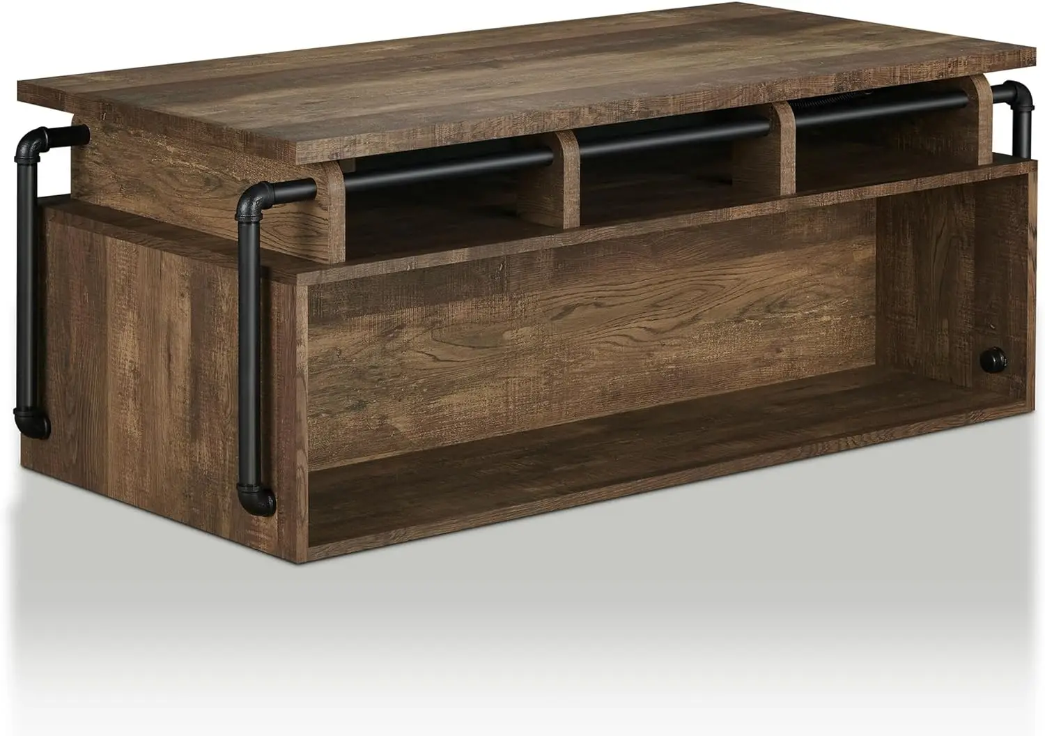 

XCY24/7 Shop at Home Galilhai Industrial 52 in. Wood Lift-Top Coffee Table with 5 Shelves for Living, Reception Room,