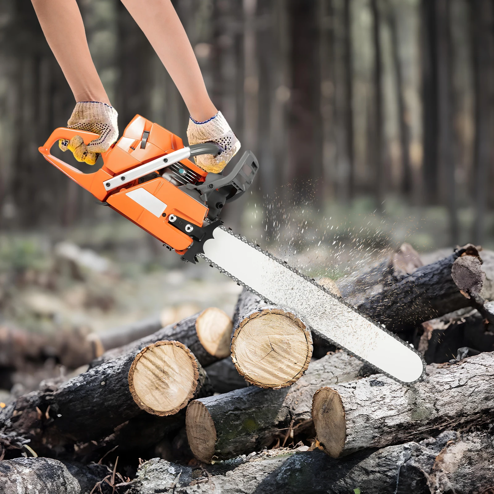 

Heavy Duty 72cc Gas Chainsaw 24 Inch Guide Bar Manganese Steel Sharp Saw Chain 2-Stroke Fuel Engine Powerful Logging Saw Anti-vibration Handheld Gas Wood Cutter Professional Tool for Tree Felling Log Cutting Farm & Forest Outdoor Work