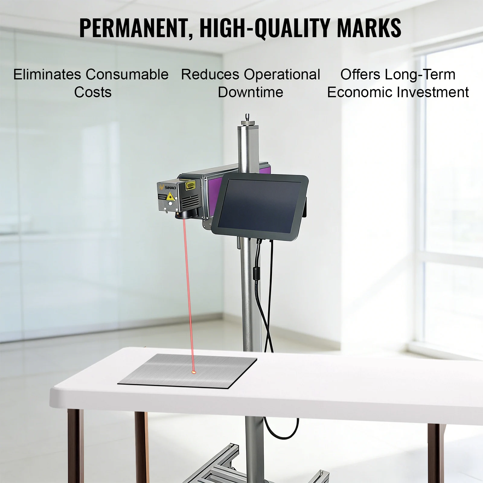 SIHAO Laser Marking Machine for Nameplate Engraving Stainless Steel Flying Laser Marking Machine Automatic & Semi-automatic