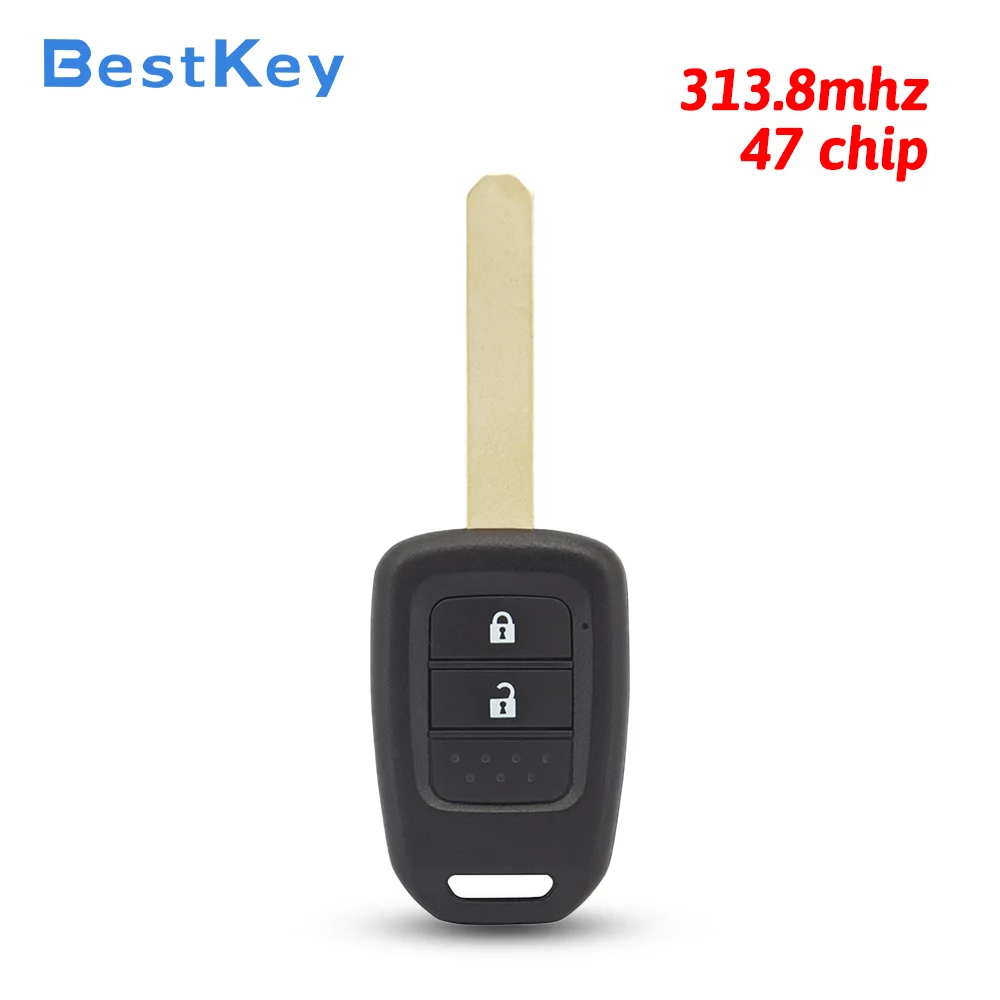 Best Key HLIK6-1T 2 Button Remote Key 313.8MHz/434MHz HON66 Blade for Honda Jazz Civic Accord City CR-V XR-V Vezel HR-V