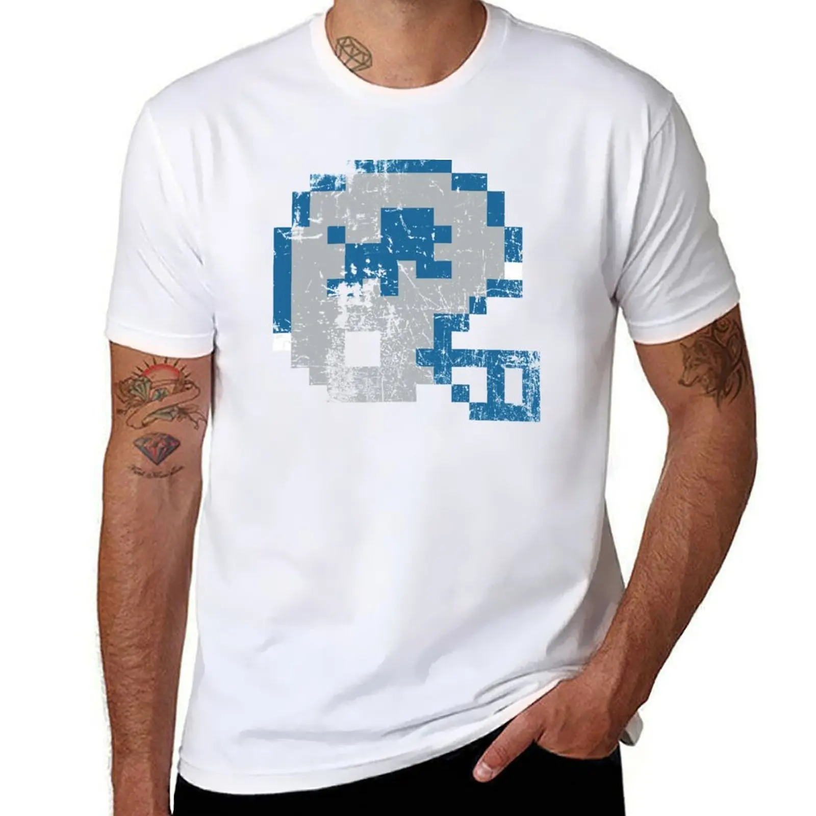 

DET Distressed Football Helmet T-Shirt man t shirts for men casual t shirts for man pack cotton T-Shirt