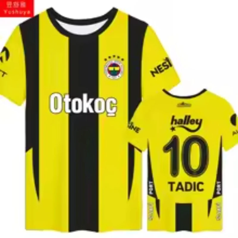 2026 Local Super Fenerbahce Team Dzeko Football T-shirt Fans Short Sleeve T Shirt 3D Printed Sports Tee Clothing FamilyMatching