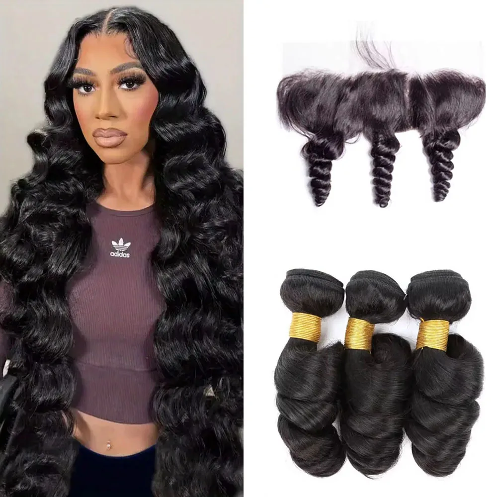 

Свободный волнистый пучок человеческих волос с кружевной фронтальной частью 13x4, прозрачный, плотность 150, бразильские наращивания волос