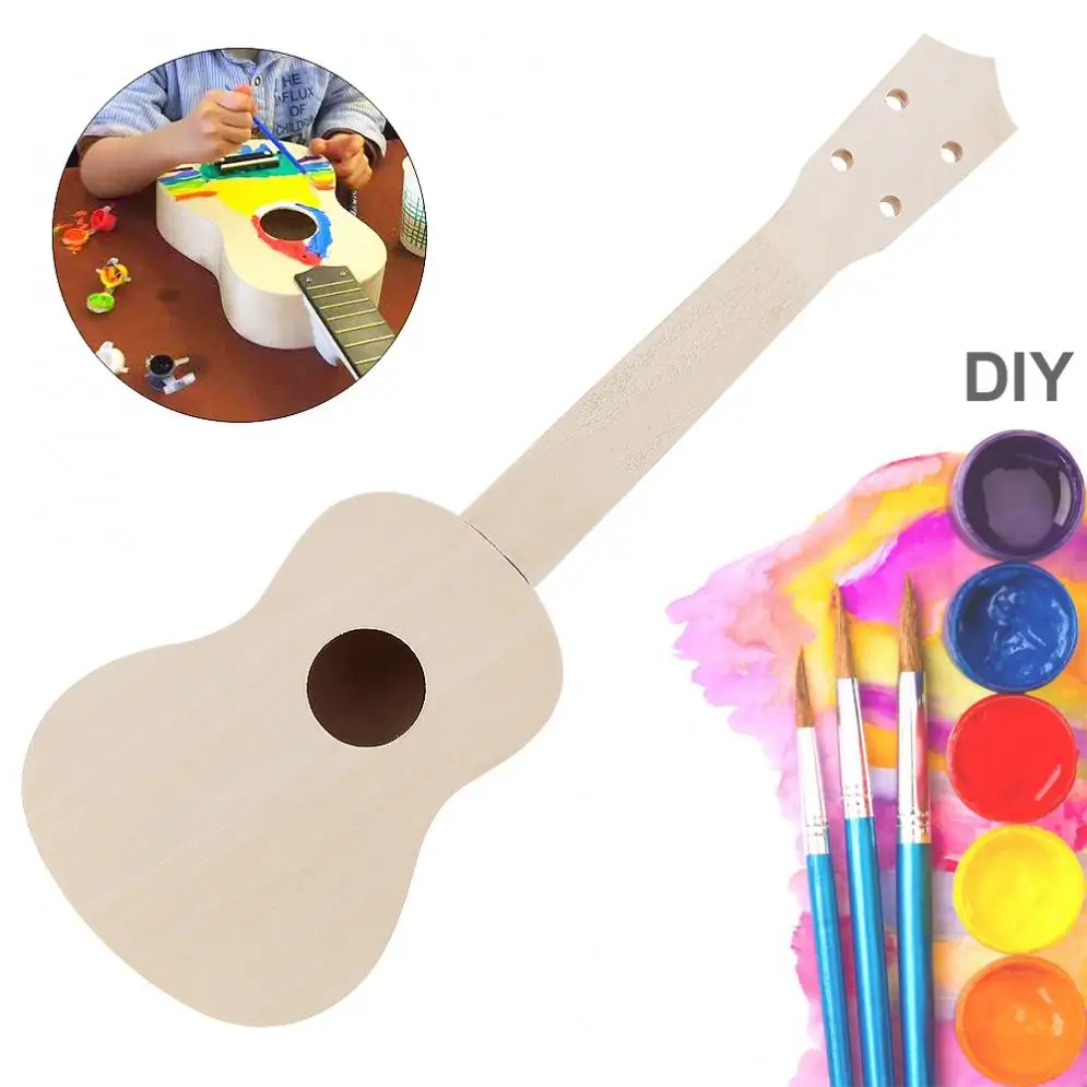 21 Inch Ukulele DIY Kit Basswood Soprano Hawaii Guitar Handwork Painting Ukelele Music Gift for Parents Child Children Campaign