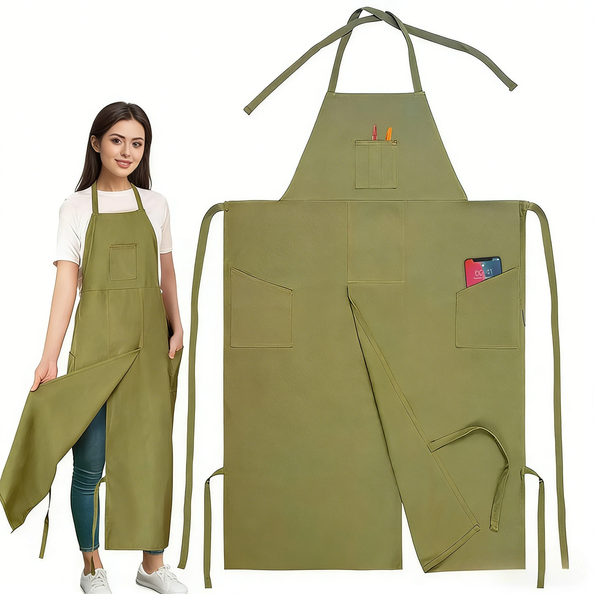 Meistverkaufte Unisex-Schürze | Schürze aus Segeltuch mit geteilter Vorderseite, perfekt zum Kochen, Töpfern, Malen und für DIY-Projekte. Einfach und langlebig