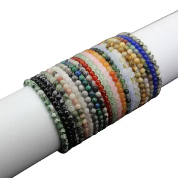 4毫米石英瑪瑙珠天然石串珠手鍊熔岩石虎眼石黑瑪瑙水晶男女瑜珈療癒脈輪飾品 8 最佳銷售 石英手鍊 - №2