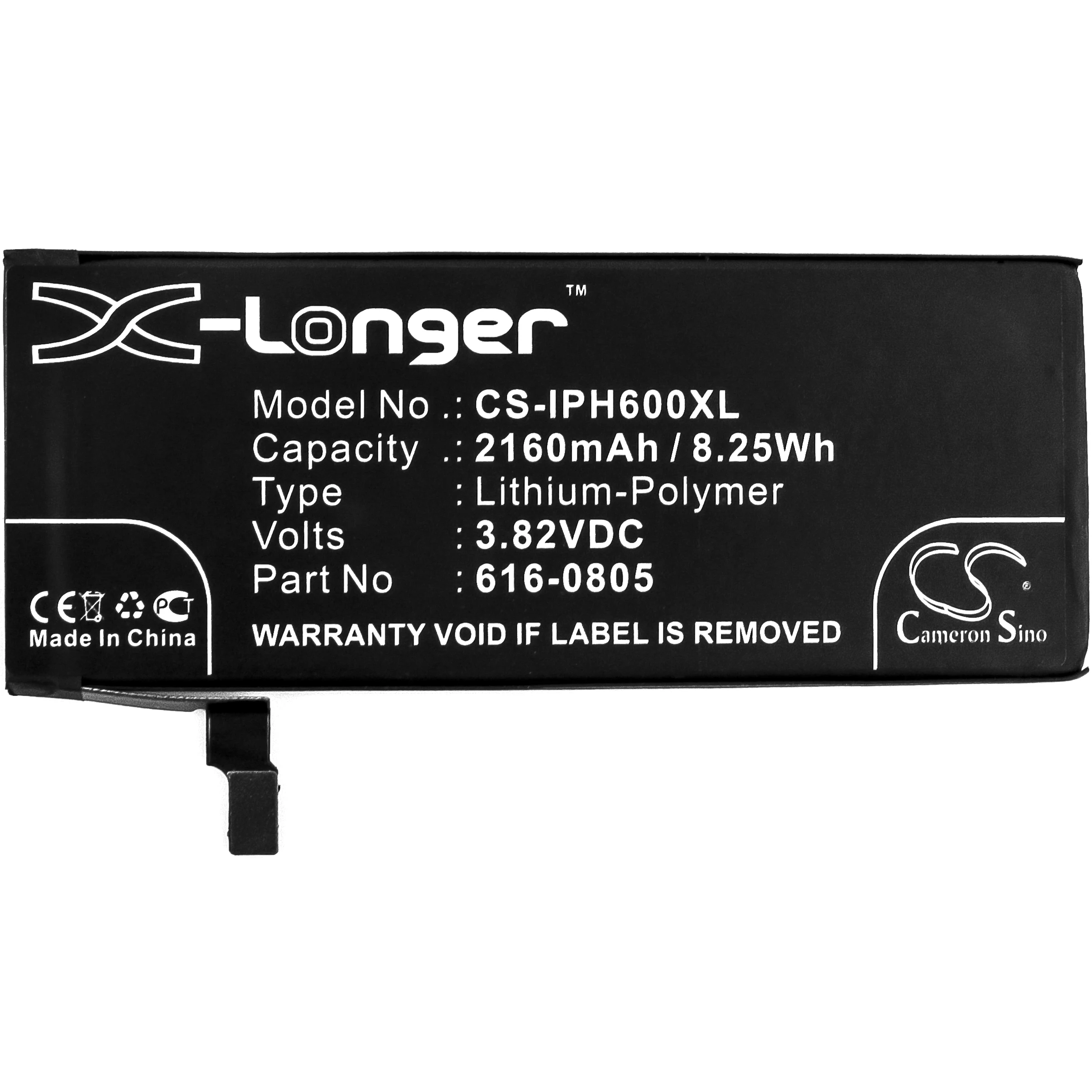 CS Replacement Battery for Apple iPhone 6,A1586,A1589,A1549 PN:616-0805,616-0806,616-0804,616-0809 2160mAh / 8.25Wh