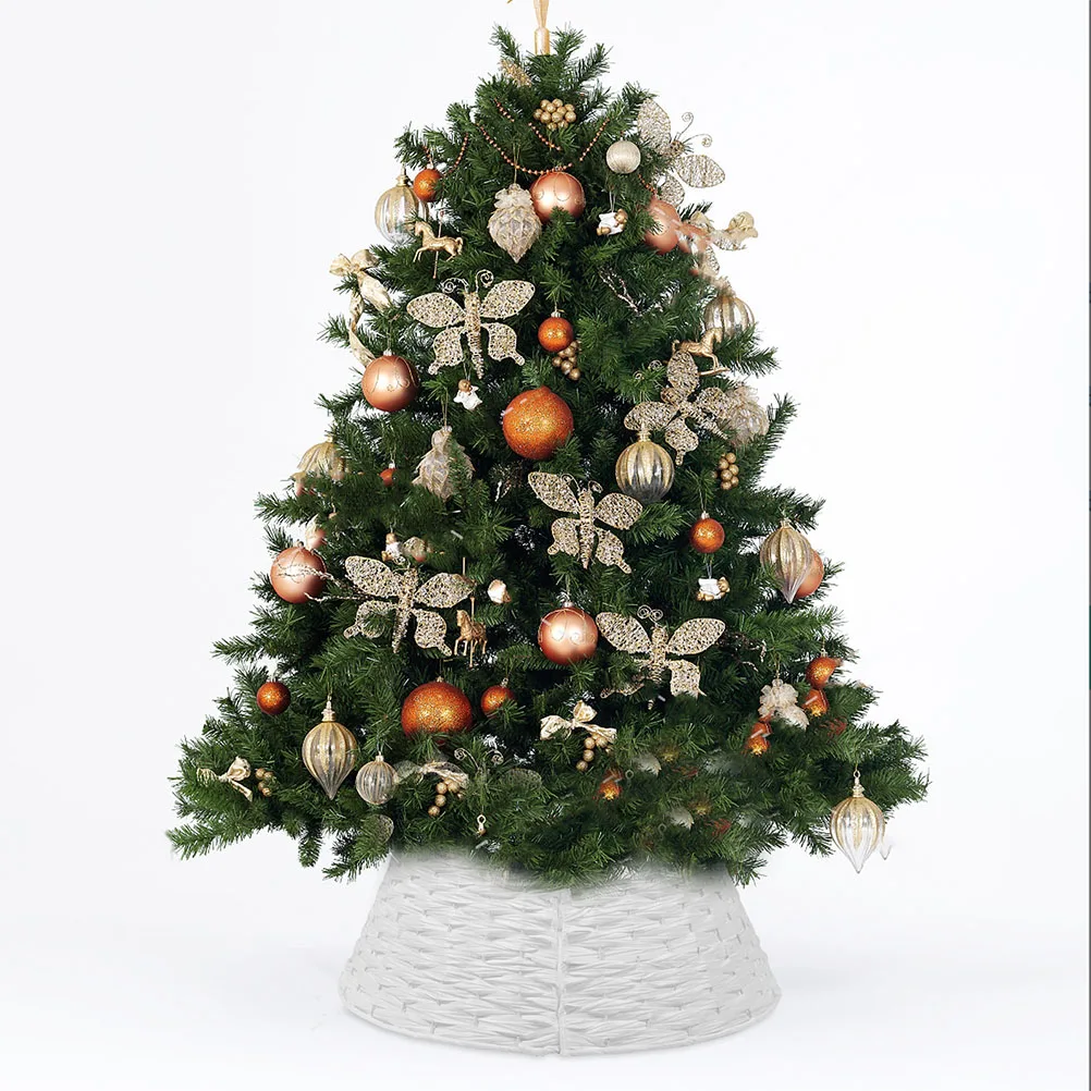 

Christmas Tree Collar Basket Handwoven Minimalist Skirt Foot Fence For Artificial Trees Holiday Party Decor Xmas Decoration
