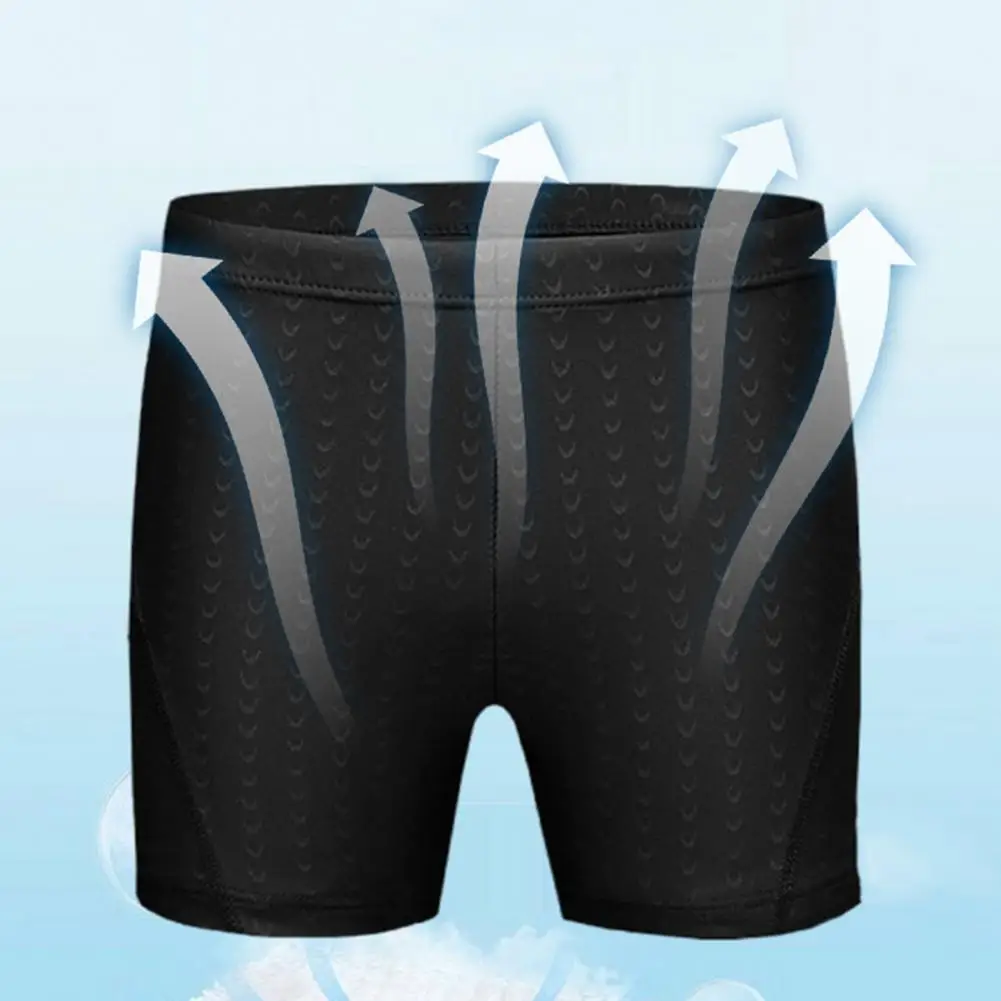 Men Swimming Shorts Waterproof Quick Dry High Elasticity Mid Waist Soft Breathable Solid Color Plus Size Swimming Pants