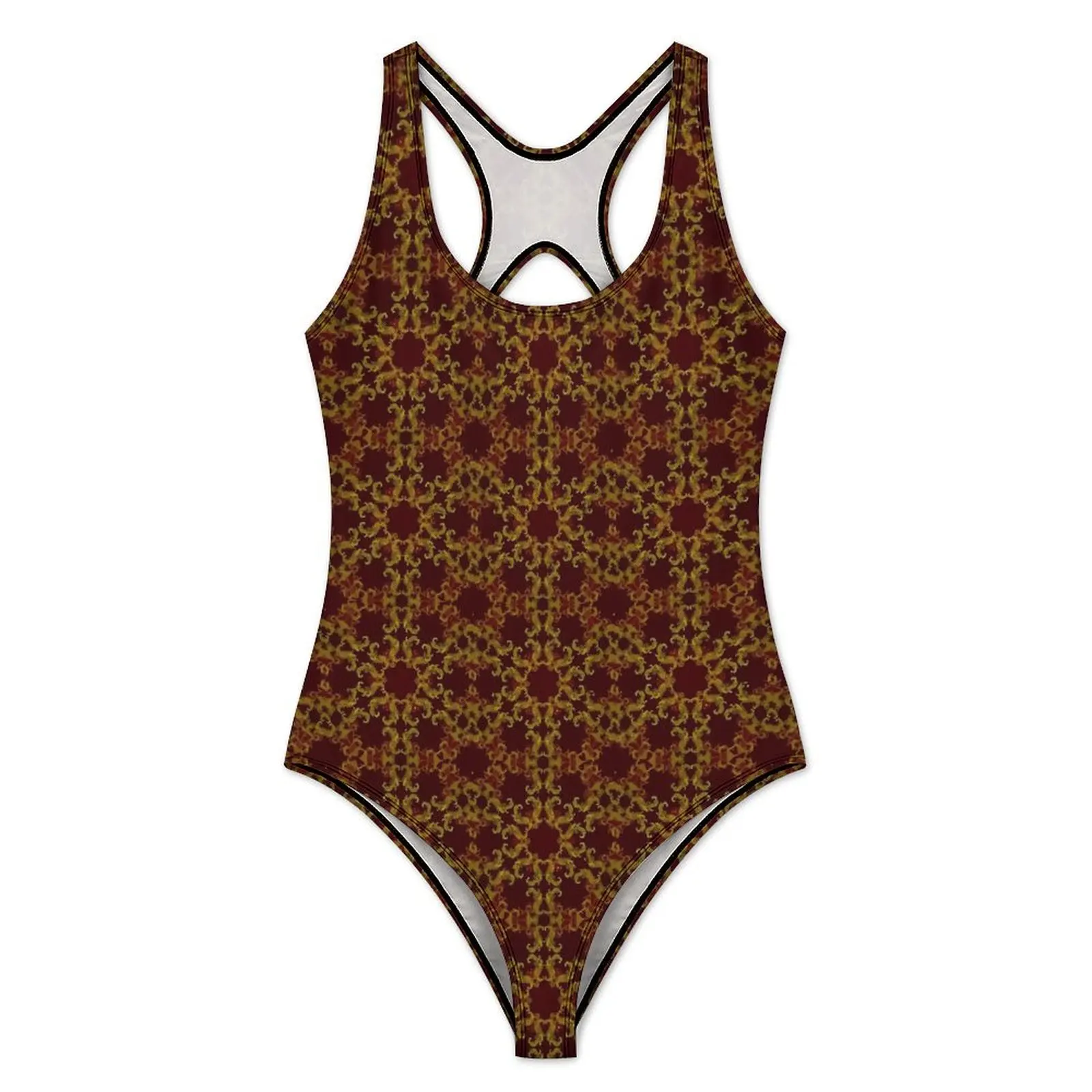 Baroque Swimsuit Vintage Print Swimwear One-Piece Holiday Surf Graphic Bodysuit Cut Out Bathing Suit Lady Push Up Sexy Beachwear