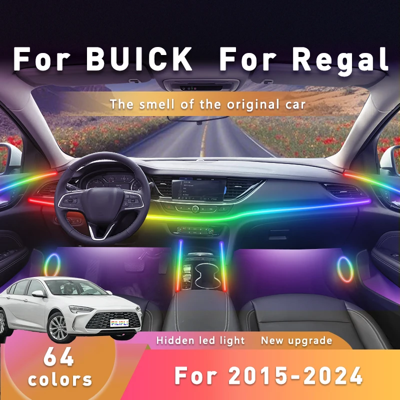 

FILIPLI Для BUICK REGAL Для 2015-2024 Многоцветная автомобильная светодиодная лента RGB для ночного вождения с управлением через приложение Простота установки