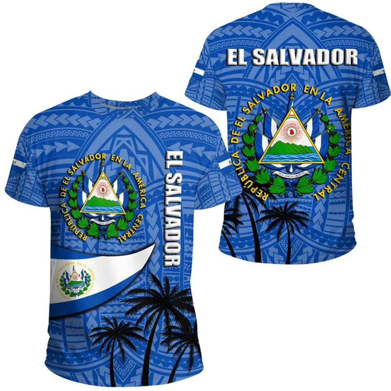 El Salvador Flaggenkarte 3D-Druck T-Shirt für Herren Kleidung Mode Herren T-Shirt Nationales Emblem T-Shirt Unabhängigkeitstag Tee Damen Top – Detail 5
