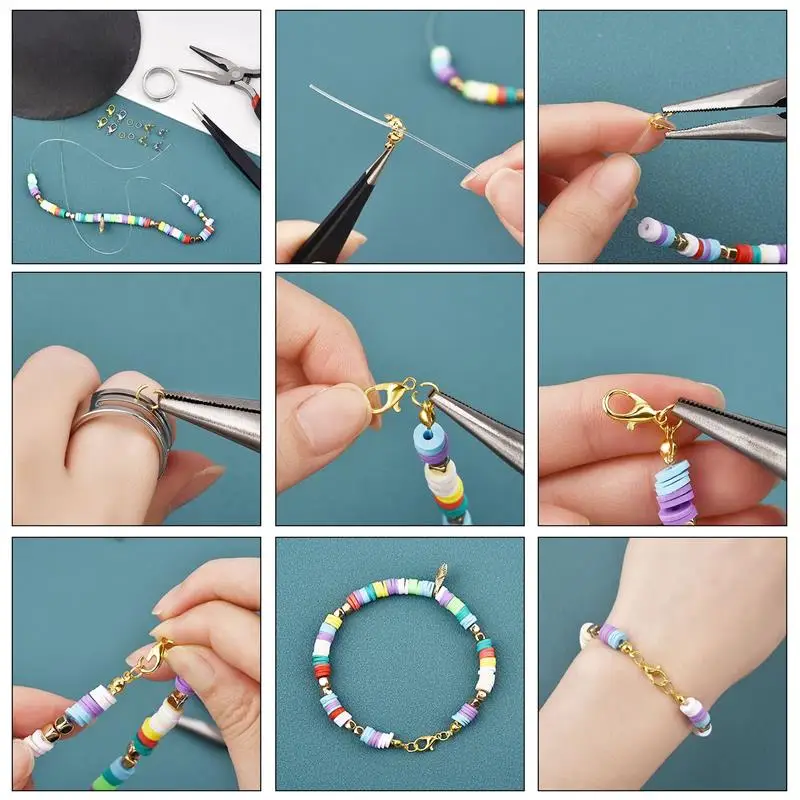 100pcs Lobster Clasp Jump Rings Connector Clasp Crimp End Beads For Bracelet Necklace Chains DIY Jewelry Making Accessories Set