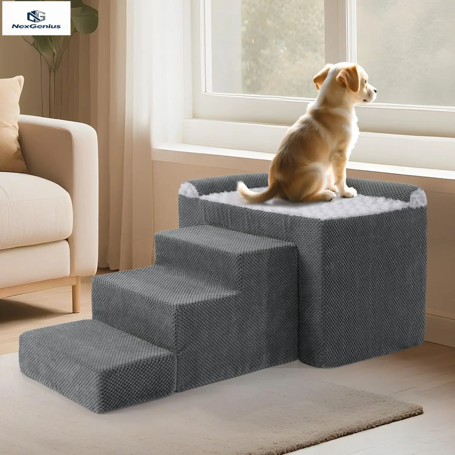 

Orthopedic Dog Bed Window Perch With Reinforced Metal Frame Joint Relief Pet Bunk For Long Lasting Support Medium Size
