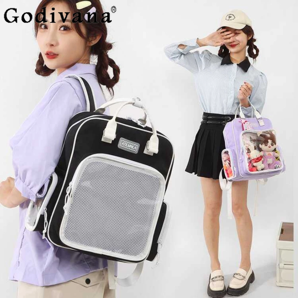 

Japanese Cute Kawaii Cartoon Itabag Students Maiden Large Capacity Black Backpack Fashion Women's Handbag