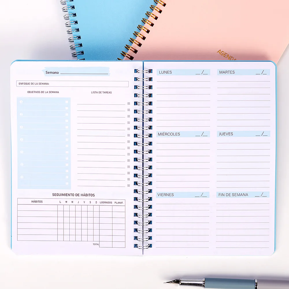 diario weekly planner agenda notebook metas habitos horarios papelaria material escolar escritorio a5 01