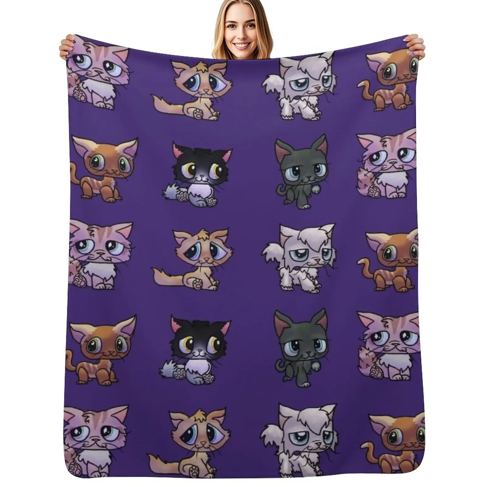 

Littlest Pet Shop Cats Throw Blanket wednesday halloween Thermal Warm Blanket