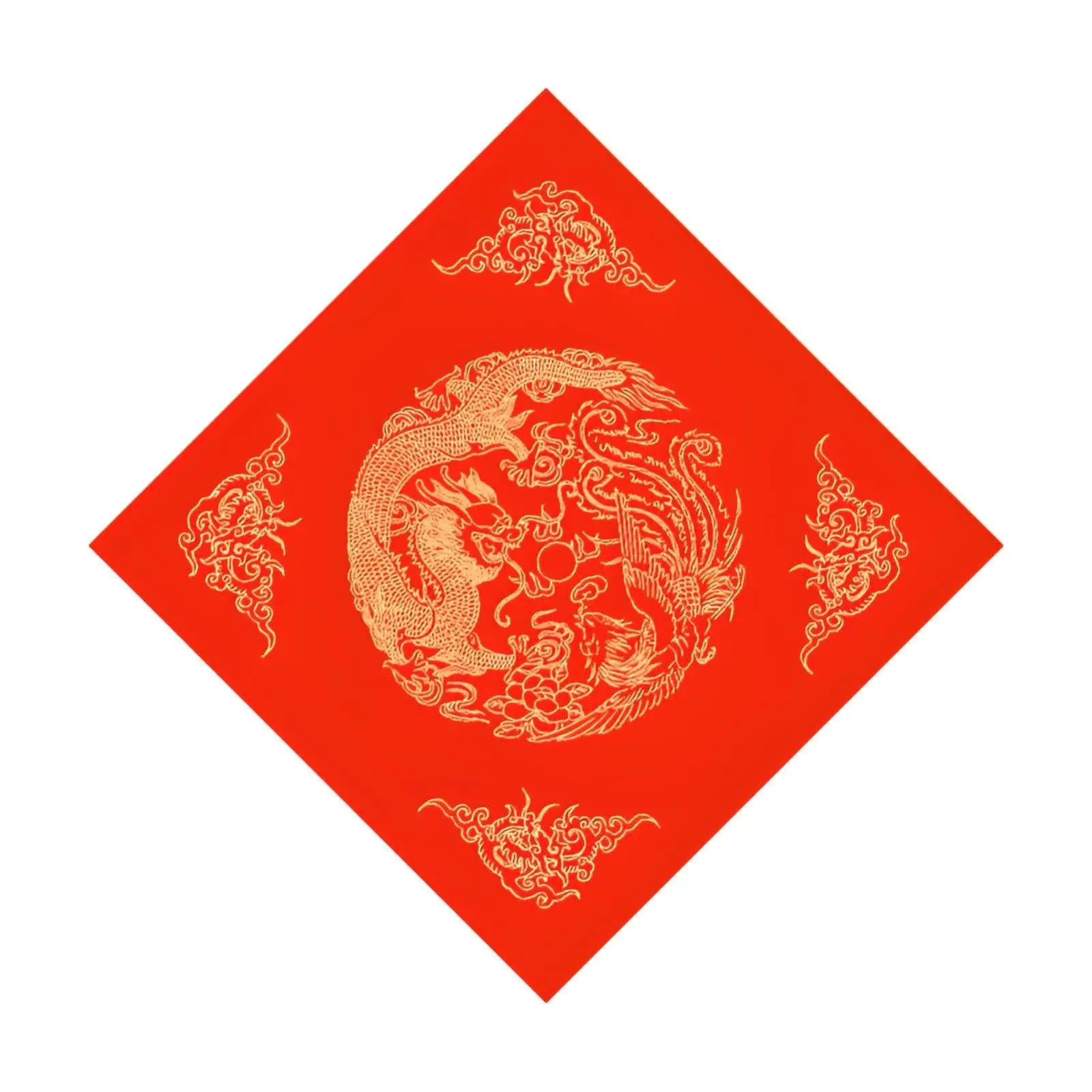 Blank Festive Couplets, Wax-Dyed Red Square, Fu Character, Door Decor