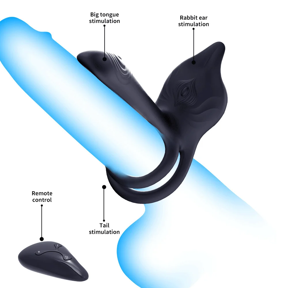 Vibrating Cock Ring Dual Penis Ring Vibrators With Tongue Clitoral Stimulator For Couple Stronger Erection Enhancing Sex Toys