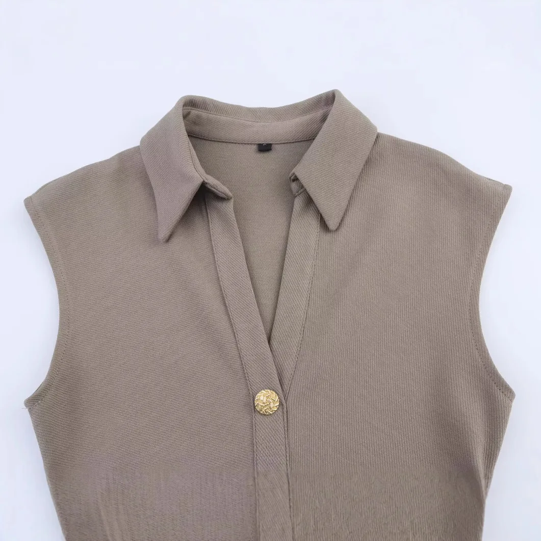 فستان حفلات صيفي أنيق مكشكش للسيدات لعام 2025، قميص ضيق بدون أكمام، بسيط وعصري