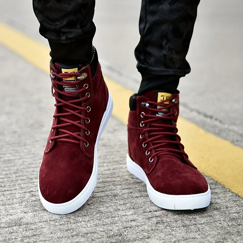 Men's Lace-up High-top Shoes British Style Canvas Shoes Casual Sneakers All-match Trendy Shoes [Zippers For Decoration Only]