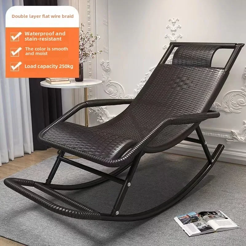 كرسي هزاز هزاز من الخيزران للكبار قيلولة كرسي غرفة المعيشة شرفة كسول كبار السن الترفيهي كرسي كسول #6