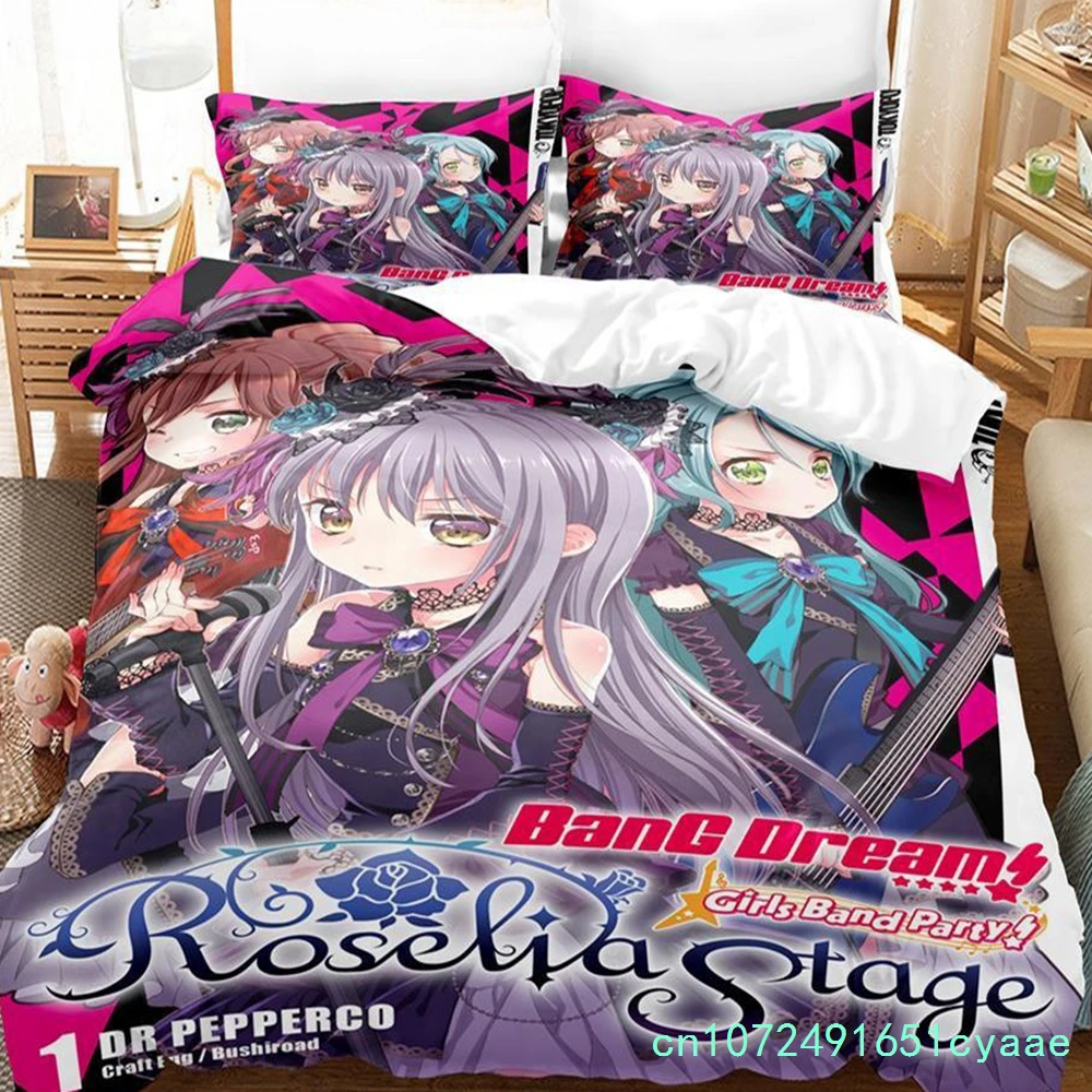 3D Anime BanG Dream! Girls Band Party! Bedding Set Single Twin Full Queen King Size Bed Set Adult Kid Bedroom Duvetcover Sets