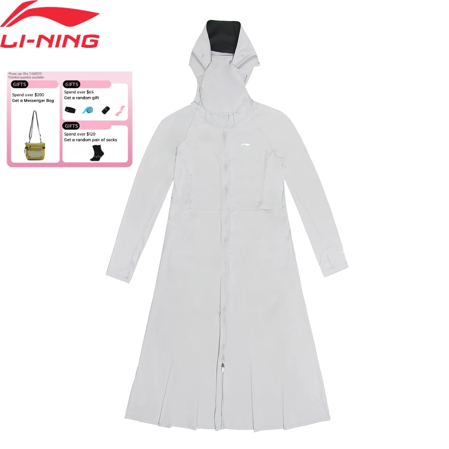 

Li-Ning Women's Training Dresses Slim Fit 86%Polyamide 14%Elastane Fitness LiNing Hooded Long-sleeve Dress ASKV434