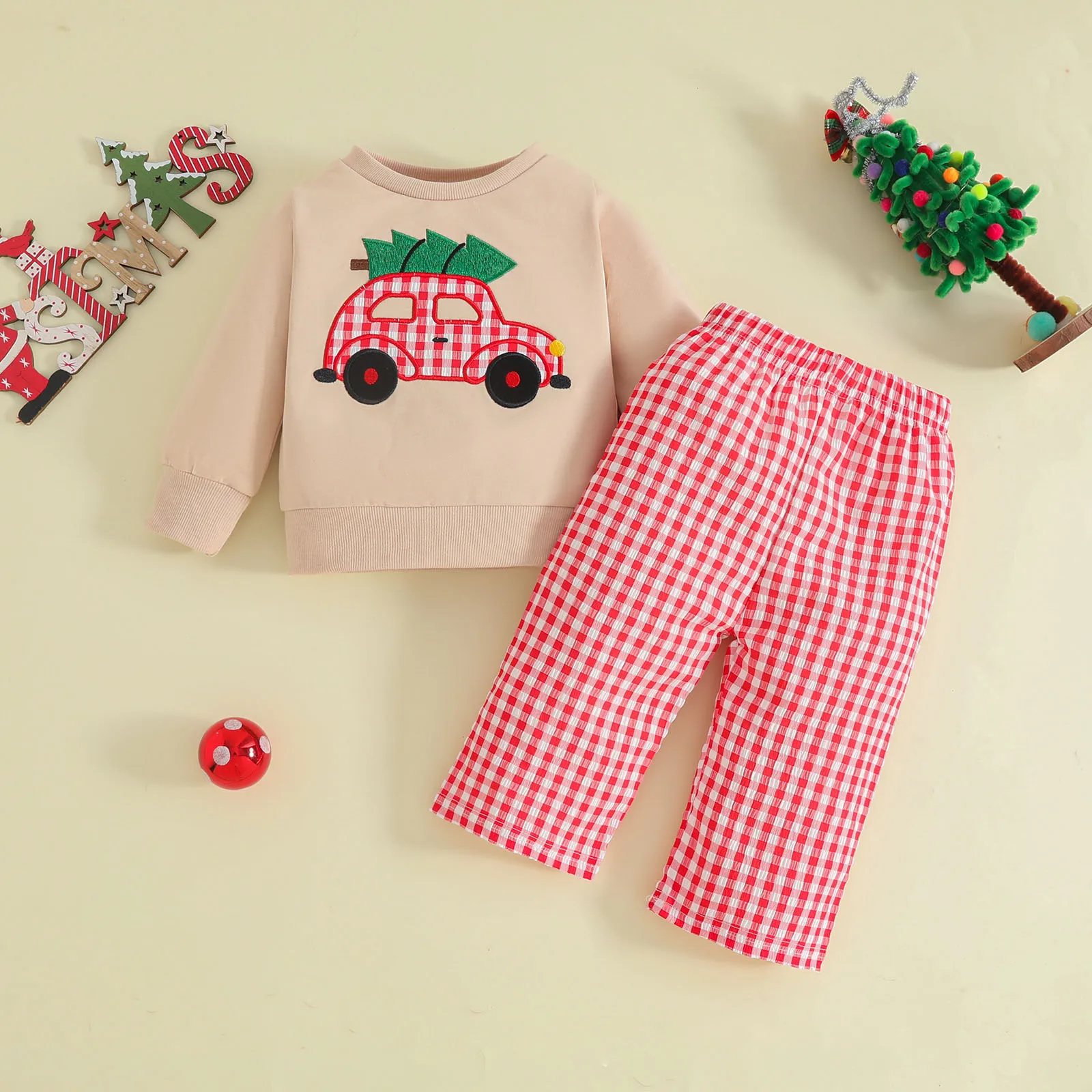 

Soft Bows for Baby Girls Toddler Baby Boy Christmas Car Smocked Outfit Long Sleeve Embroidery Sweatshirt Baby Toddler Clothe