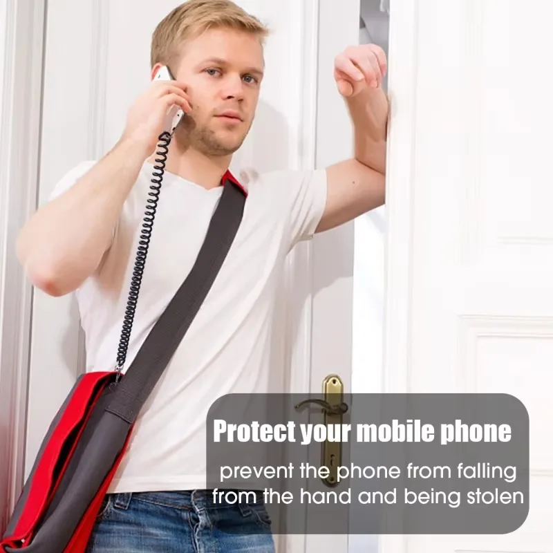 Telescopic Anti-theft Spring Lanyard Wrist Lanyard with Gasket for iPhone Samsung Xiaomi Phone Safety Tether Phone Lanyard Strap