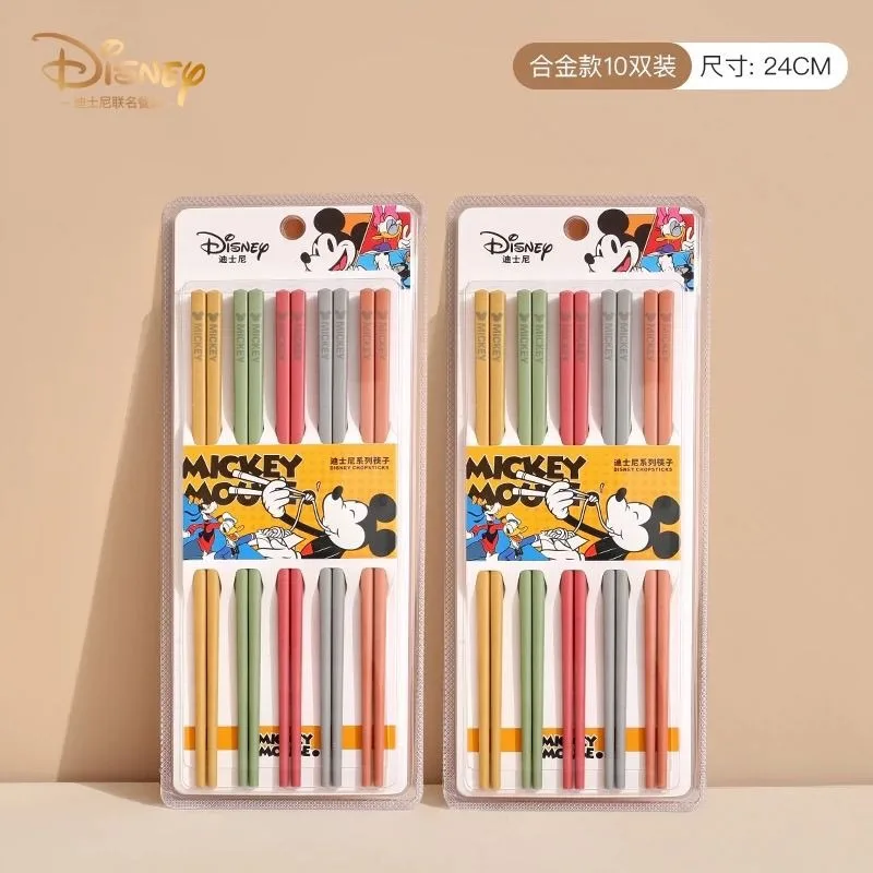 Disney Mickey and Minnie cartoon cute colorful light plate alloy chopsticks creative kawaii mildew-proof and anti-slip tableware