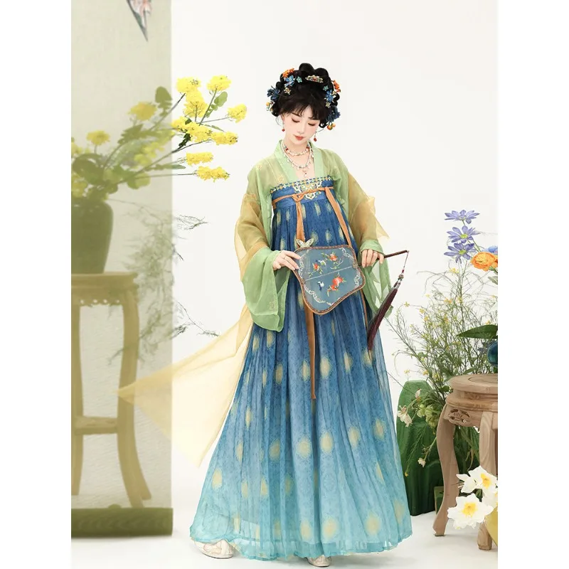 Hanfu women's Tang Dynasty restored chest-length skirt silk suit spring and autumn style