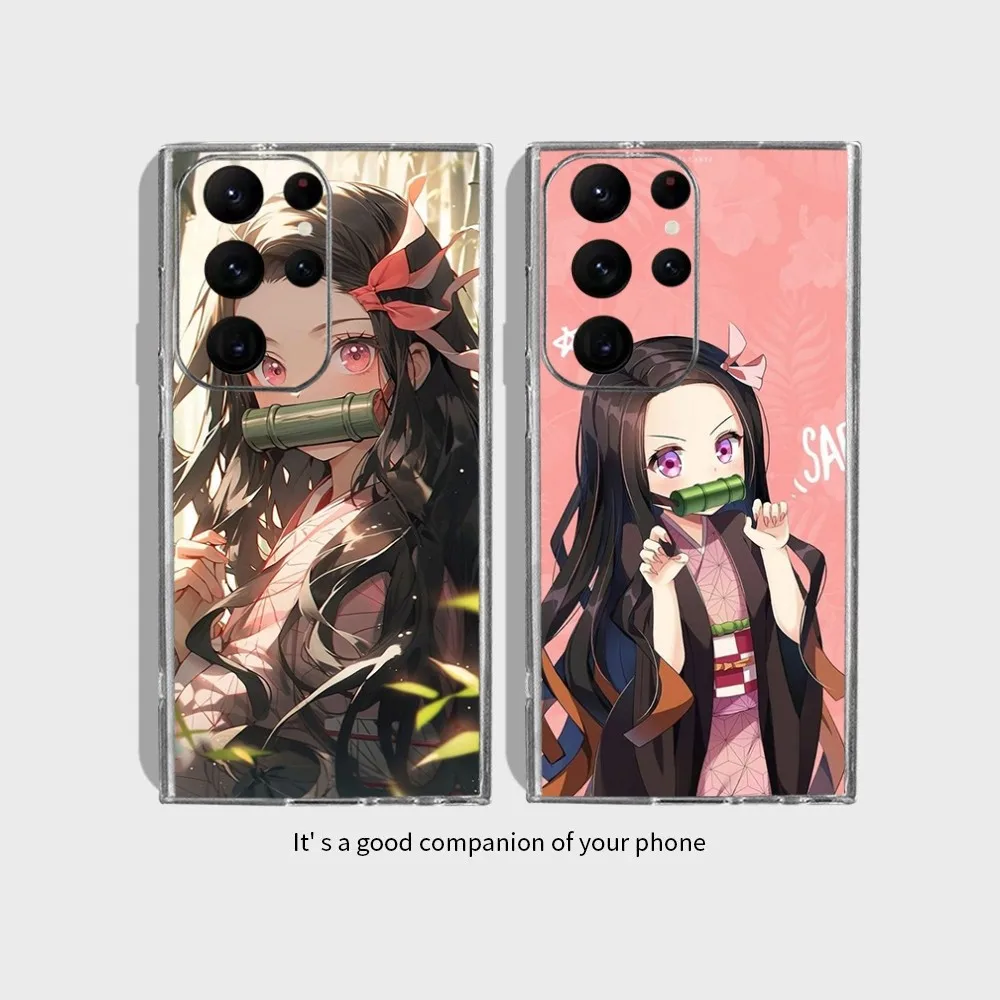 

Demon Slayer Kamado Nezuko Phone Case For Samsung Galaxy S24 Ultra S22 S23 Ultra S21 S20 5G Protective Silicone TPU Funda