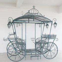 American retro old outdoor wrought iron carriage chair villa garden decoration, studio shooting props