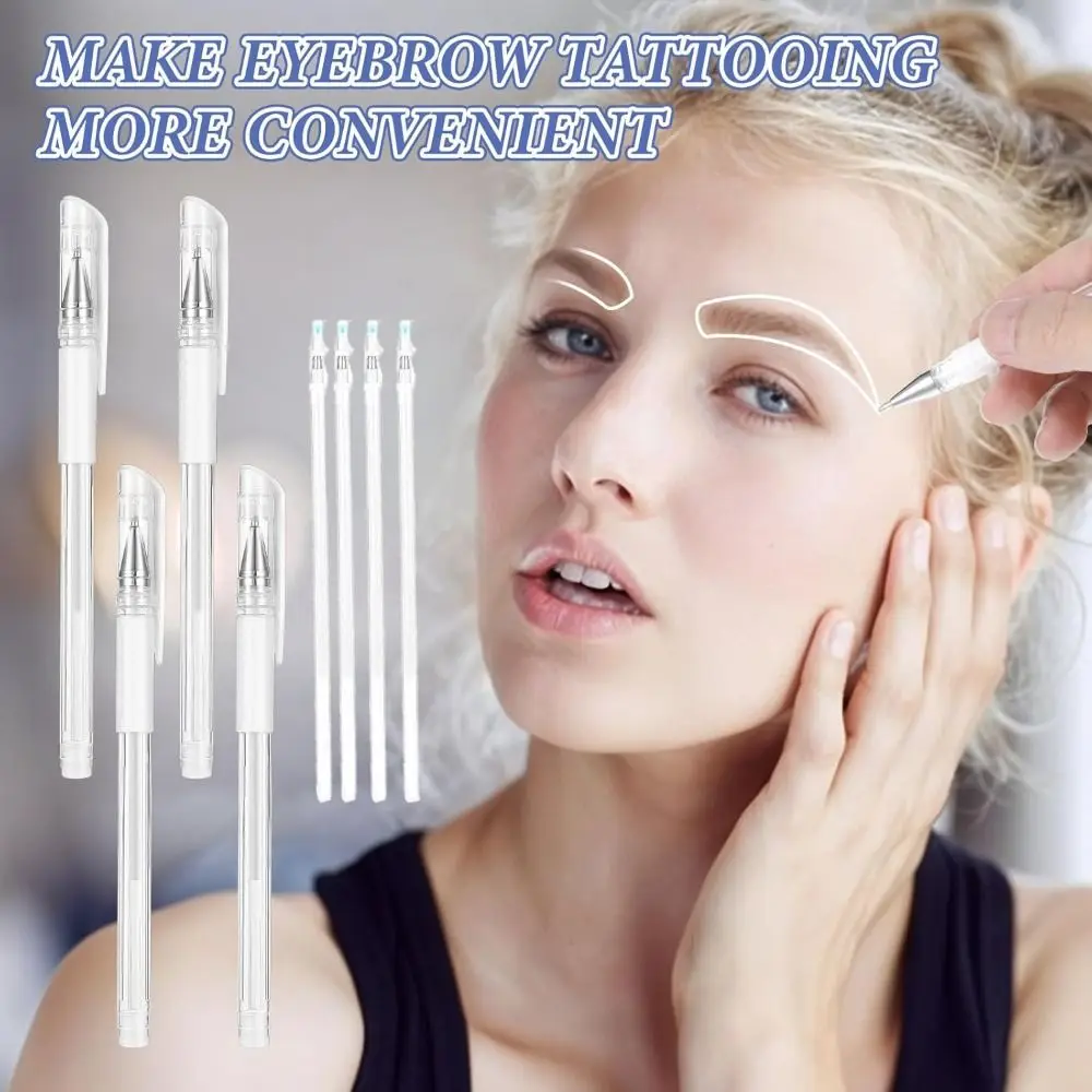 1 Pc with 2 Replacement Refills Brow Mapping Pen Waterproof Sweatproof Microblading Eyebrow Marker Pens Skin Marker