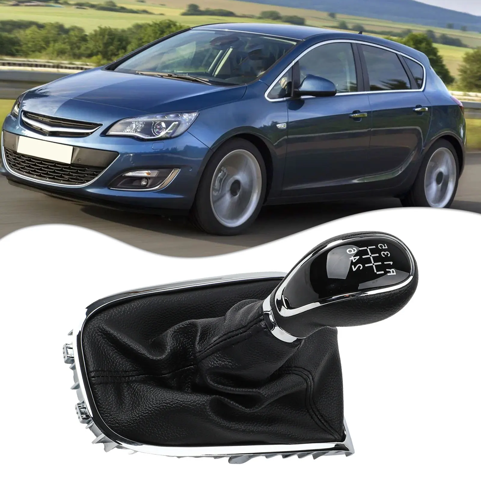

BLACK Gear Shift Knob 6 Speed Knob 6 Speed ABS ABS And PU Leather Material Easy Installation Components For Opel For Astra