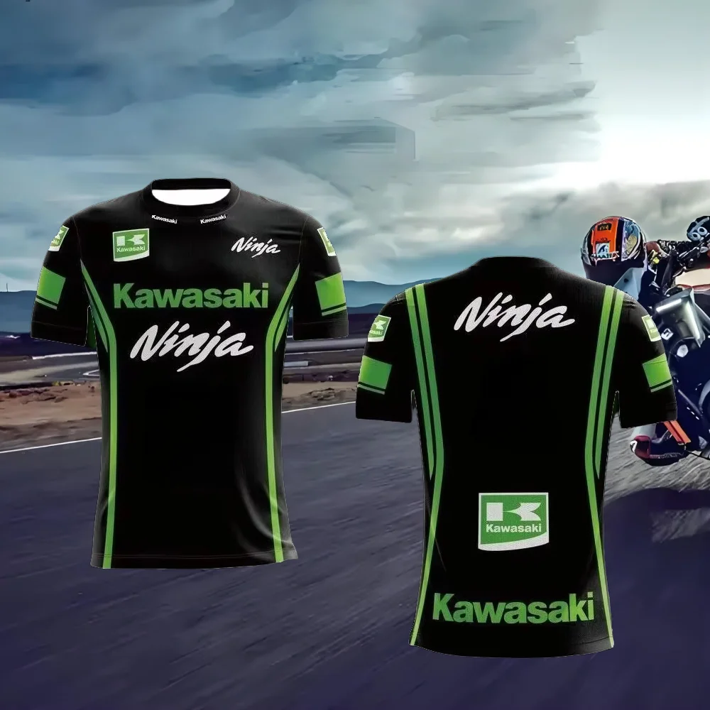 

25 Summer Outdoor Quick Drying Breathable Kawasaki Short Sleeved Shirt Men's and Women's Thin Motorcycle Comfortable T-shirt