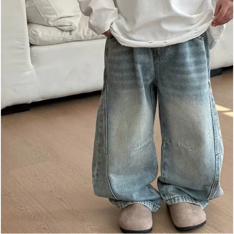 

Boys' Light Blue Denim Jeans 2025 New autumn Loose Fit Casual Pants Cool Stylish Streetwear