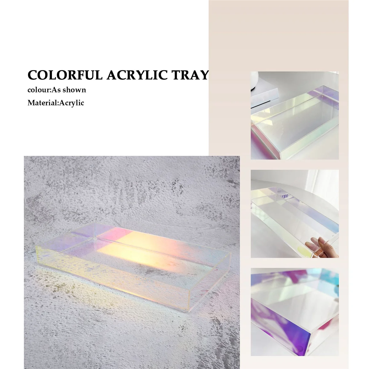 Bandeja De Copo De Água Acrílica Transparente Bandeja De Armazenamento De Jóias De Xícara, Cor Simples Criativa Bandeja Decorativa De Sobremesa