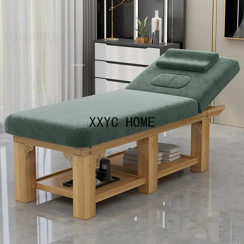 

Beauty Special Massage Table Spa Bed Bold Reinforcement with Chest Hole Multifunction Massage Bed Solid Wood Massage Bed C