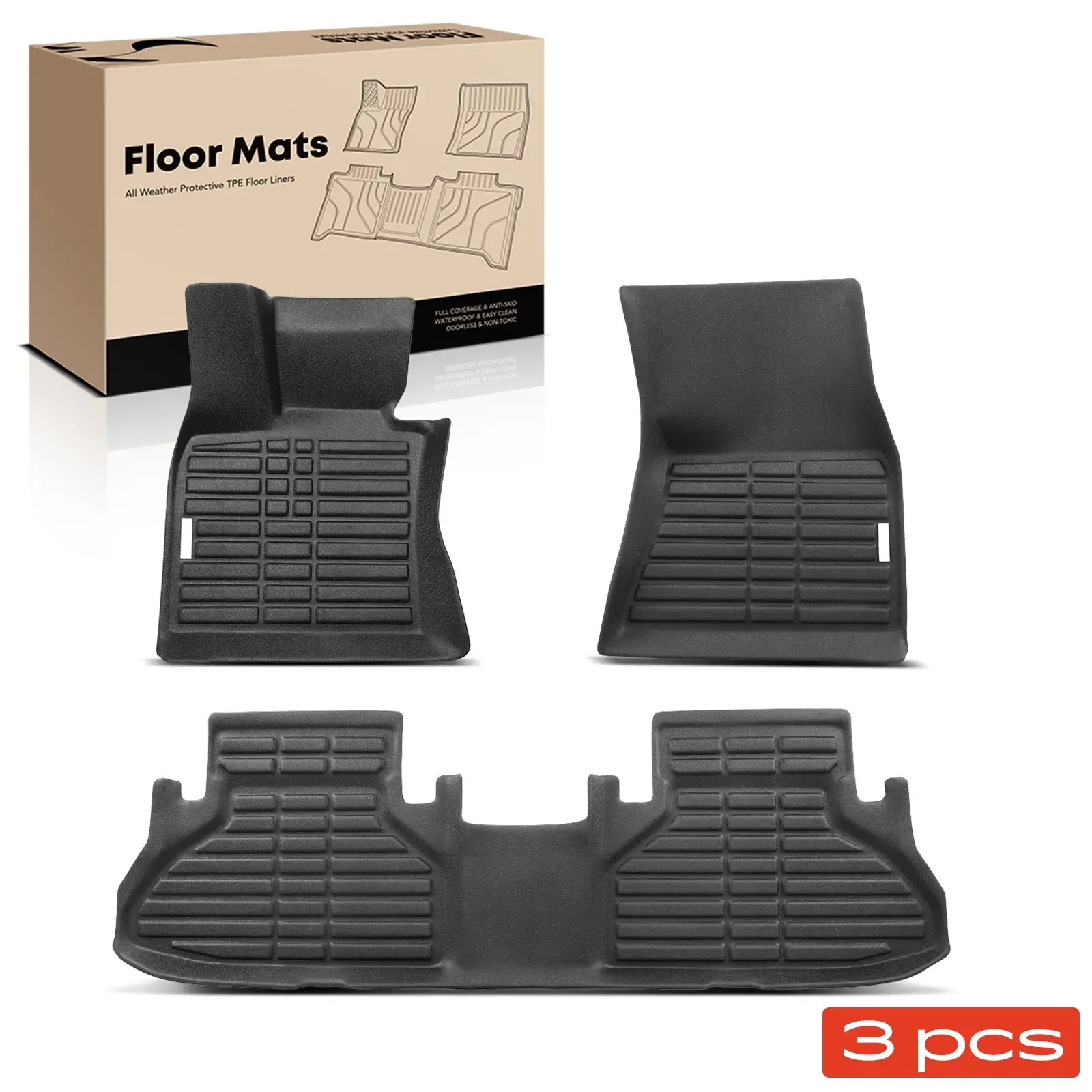 Frankberg 3x rubberen matten auto achterdeurmatten voor BMW X5 F15 F85 X6 F16 F86
