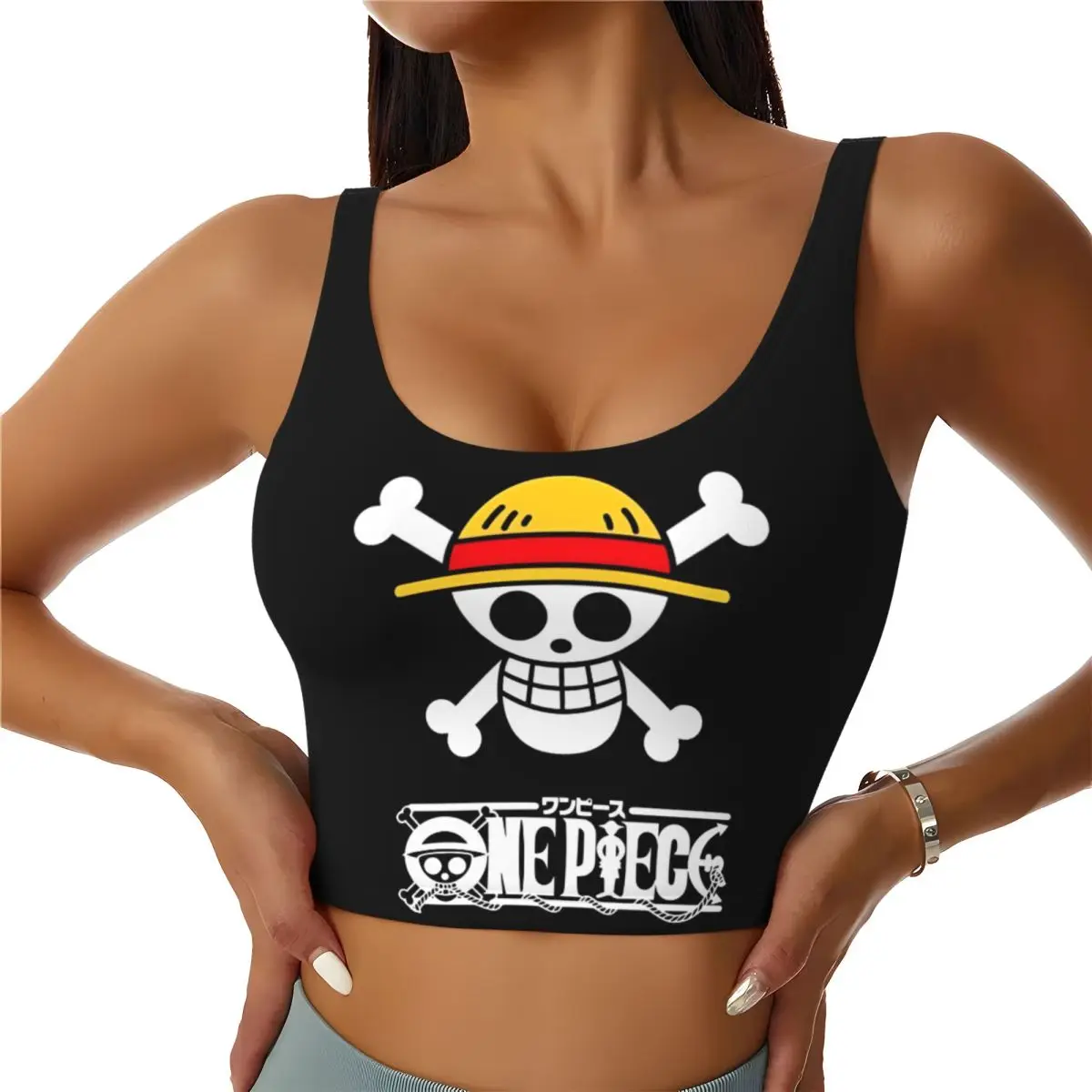 

Custom One Piece Anime Manga Workout Crop Tank Tops Women Seamless Yoga Running Sports Bras