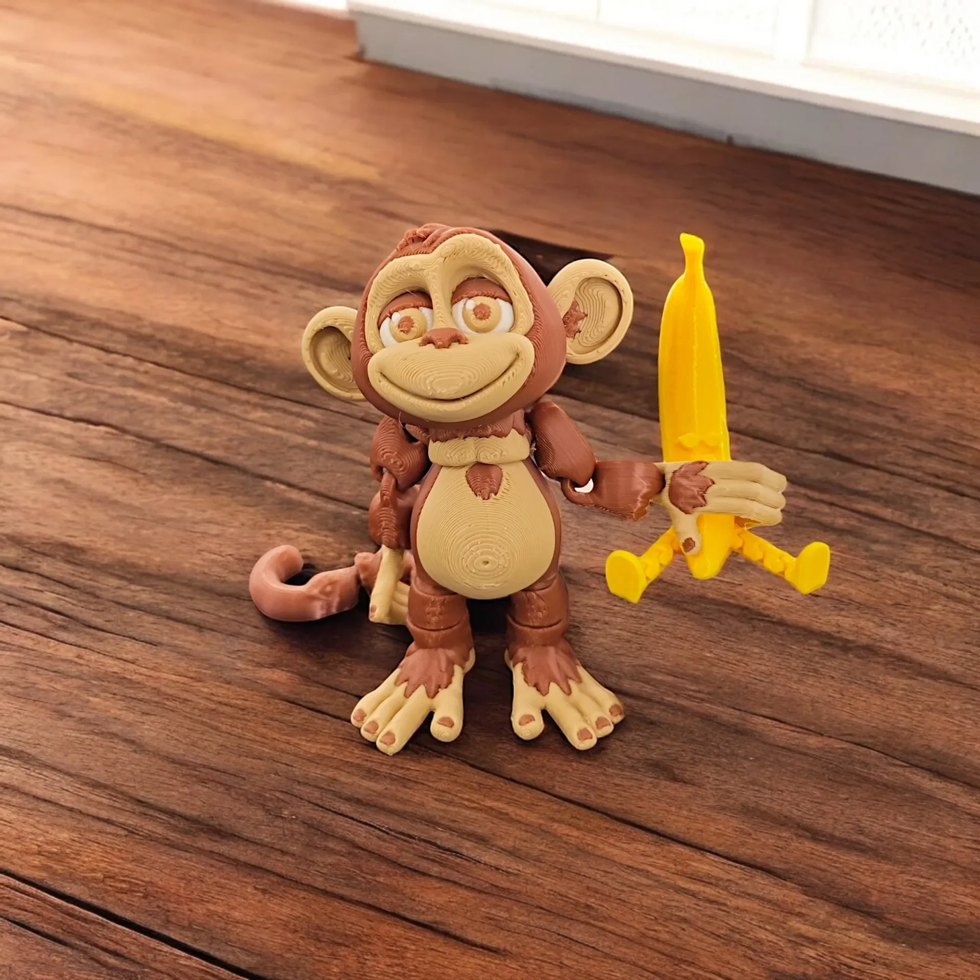Multicolor Printed Monkey Statue Multicolor 3d Monkey Set Ornament 3d Printed Banana Monkey Combo Animal Pendant Ornament